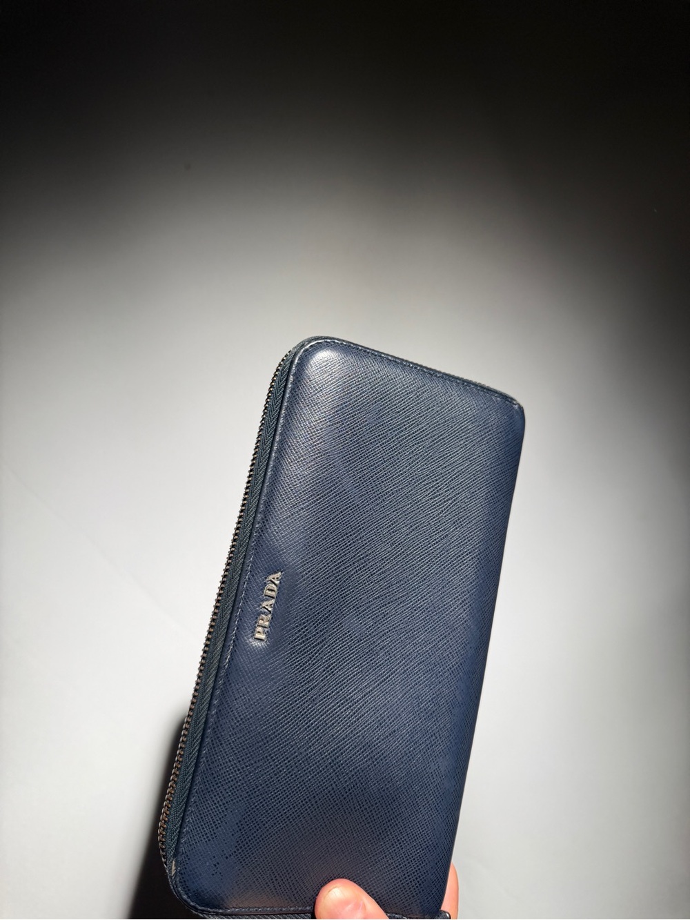 Prada Men's Navy Saffiano Zip-Around Wallet